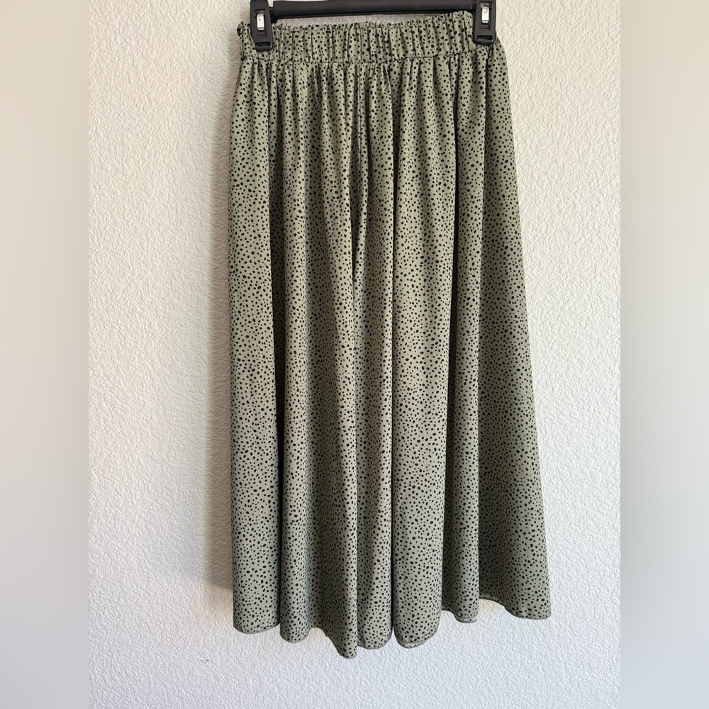 SHEIN small Elegant Green Polka Dot Maxi Skirt